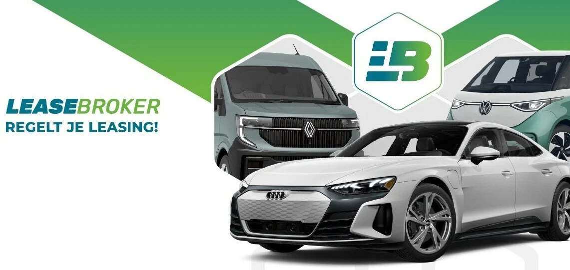 Merkbeeld van LeaseBroker met drie wagens en de baseline regelt je leasing.